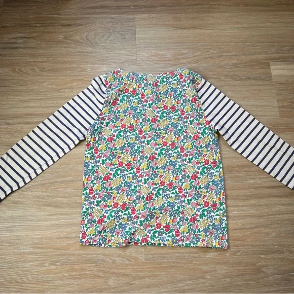 Mini Boden Floral Stripe Long Sleeve Top Girls 9-10Y cotton top - Picture 2 of 6